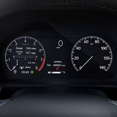 Honda Odyssey digital instrument cluster showing speedometer and tachometer (Minivan).